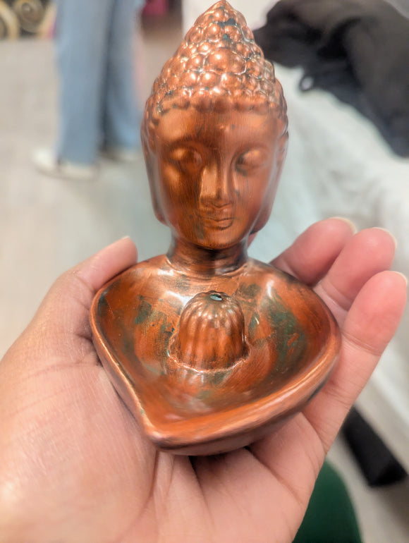 Earthbound Serenity: Hand-Painted Buddha Incense Holder